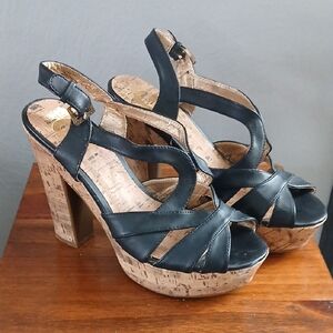 GUESS Black Strappy Platform Heels